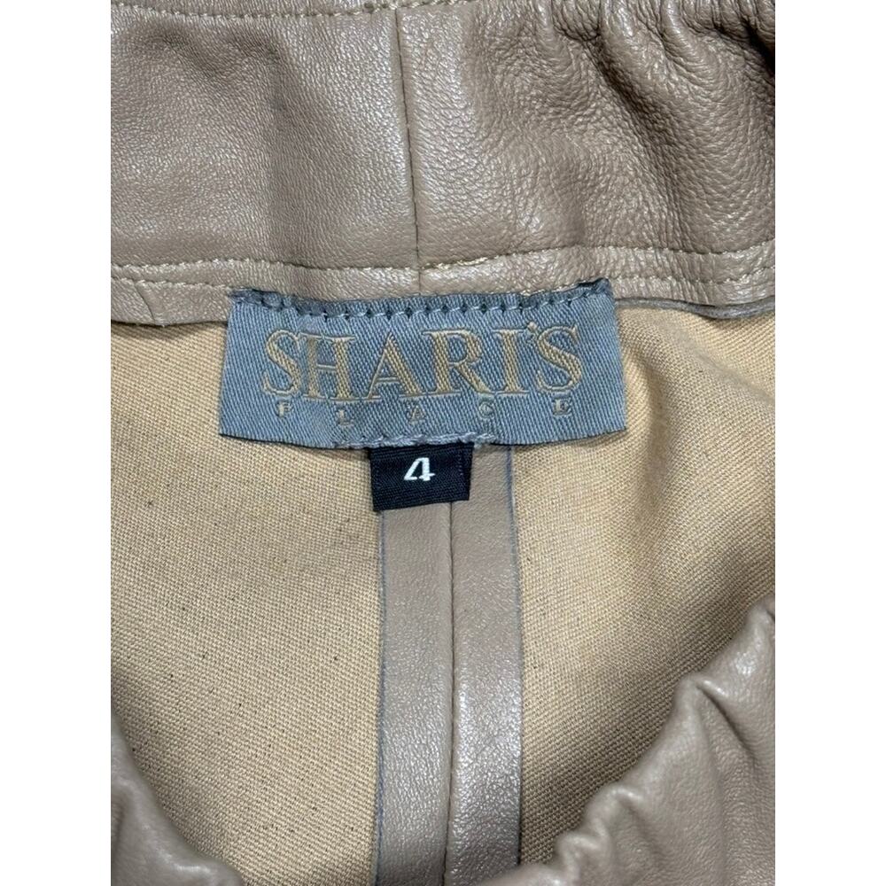 Shari’s Place Vintage Tan Cream Leather Stretch Leggings Pants Women's Size 4